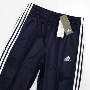 ★アディダス ADIDAS 新品 メンズ 防風性 撥水性 裏起毛トリコット 3ストライプス ウインドパンツ 紺 L[GE0429-L] 四 弐★QWER