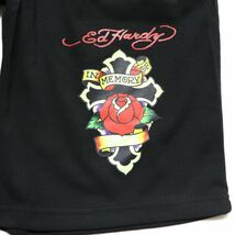 ★エドハーディー Edhardy 新品 快適 バラ 十字架 スウェット ハーフパンツ ショーツ 黒 Lサイズ [ED2122BBLK1N-L] 一 四 弐★QWER_画像2