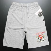 ★エドハーディー Edhardy 新品 快適 ハート ドクロ スウェット ハーフパンツ ショーツ 灰 Mサイズ[ED2122AGRY1N-M]一 四 壱★QWER_画像1