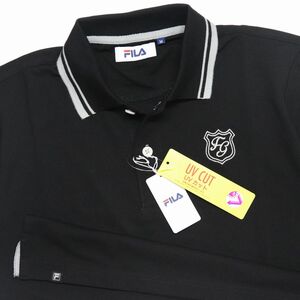 * postage 390 jpy possibility commodity filler Golf FILA GOLF new goods men's UVCUT polo-shirt with short sleeves black XL size [748660-BK-LL] one three three *QWER QQAA-18