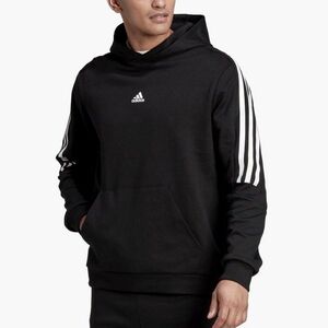 * Adidas ADIDAS new goods men's standard s Lee stripe s sweat Parker pull over black M size [HK4572-M] two .*QWER
