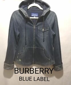 BURBERRY BLUE LABEL バーバリー ブルーレーベル デニム パーカー ジップアップ ジャケット 38 極美品