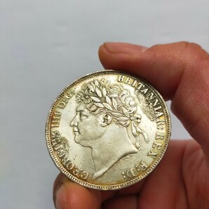 イギリス大型銀貨 ジョージ4世 1821 直径約38mm  重さ約28.3ｇ ヨーロッパ銀貨 稀少品の画像1