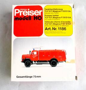 ★☆【定形外OK】未組立!Preiser プライザー HO 1/87 Magirus 150 D10 FA マギルス 消防車両 No.1186 内袋開封済品【同梱可】[GC22A02]