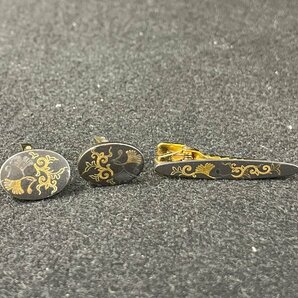 KF0603-90I 肥後象嵌 タイピン＆カフス 2点セット メンズアクセサリー 装飾品 服装小物の画像1