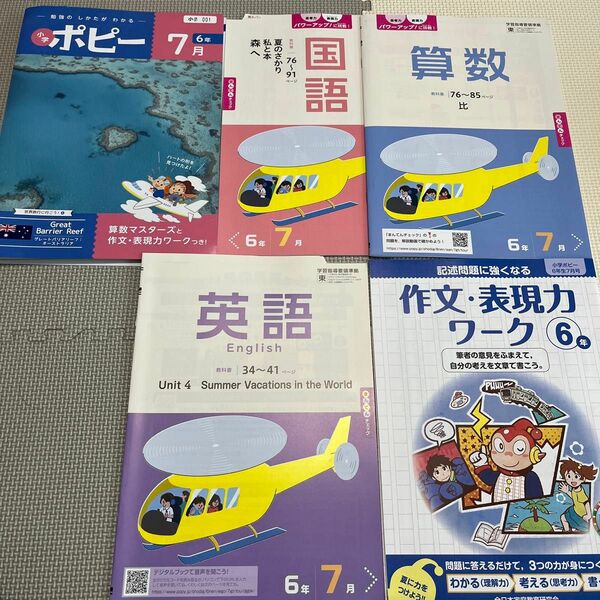 ポピー　6年　７月　国語　算数　英語　など テキスト　全家研