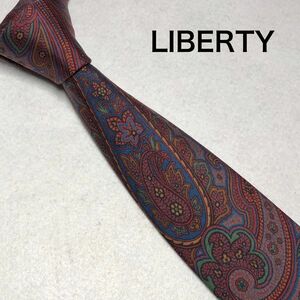 【美品】LIBERTY リバティー ネクタイ ペイズリー柄 ボルドー イングランド製 レトロ 古着コーデ 