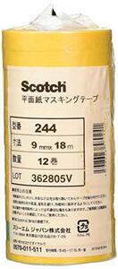 3M スコッチ 平面紙マスキングテープ 244 9mm幅x18M 12巻入 244 9X18