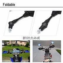 XSAJU バイクミラー 汎用 丸型 折りたたみ ネジ径 10mm 左右セット 可倒式 丸ミラー ブラック_画像5