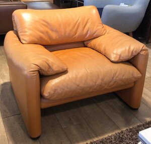 【中古】Cassina ixc.　カッシーナ　MARALUNGA　マラルンガ 　総革　1人掛けソファ　1P　高級　レザー　人気　※店頭引き渡し歓迎