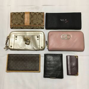 おまとめ 清掃済み 豪華 7点 PRADA Cartier Salvatore Ferragamo CELINE Chloe COACH Agnes b. 財布 キーケース 1円スタート