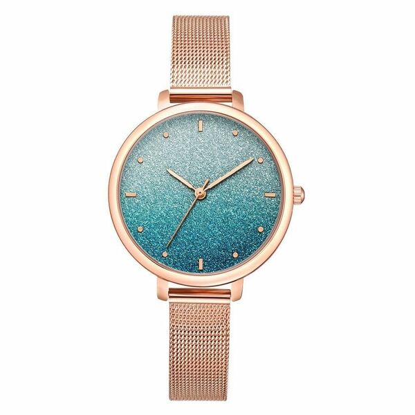 【新品】腕時計 レディース ウォッチ 韓国 大人気 ブルーゴールド キラキラ