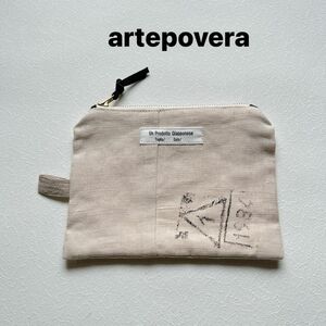 artepovera☆アルテポーヴェラ　リメイク素材ポーチ　オフ ミニポーチ 小物入れ　化粧ポーチ　フラットポーチ