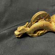 墨壺 墨つぼ 龍　亀　鶴大工道具 アンティーク 骨董品　金メッキ　金属工芸　中古品　傷汚れ有り　現状品　骨董　蔵出し品　縁起物_画像2