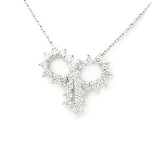 [ green shop pawnshop ] Tiffany diamond necklace ribbon motif Pt950[ used ]