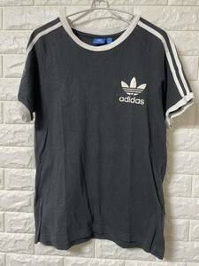 adidas アディダス ブラック Tシャツ 3本ライン Mサイズ