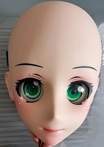 ハーフマスク 眼球付き 緑 小醤 樹脂製 ヘッドロリータ人形 コスプレマスク 変身 仮装 着ぐるみ 二次元美少女