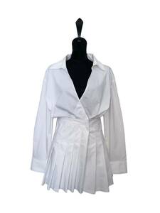 【未使用】ZARA シャツワンピース プリーツスカート ショートパンツ ホワイト XS