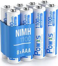 ・ POWXS 単4電池 充電式 単四充電池 高容量 ニッケル水素電池 1100mAh 約1200回使用可能 ８本入り 液漏れ防止 充電池 単4 単4充電池_画像2