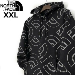 売切り【正規新品】THE NORTH FACE◆ALL OVER PRINT HOODIE パーカー US限定 裏起毛 ハーフドームロゴ(XXL)黒 総柄 181130-35