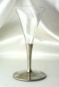 OLD BACCARAT オールドバカラ 銀彩装飾グラス Art Deco アールデコ シルバープレートが施された優美な脚付きグラス 上質クリスタル