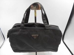 16591A PRADA プラダ B6838 三角プレート ナイロン バニティバッグ ハンドバッグ 白タグ45 W26×H16×D10cm