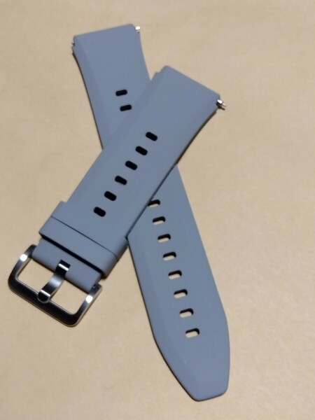 腕時計シリコンバンド　幅22mm　グレー　　　　　　ワンタッチリリースバネ棒付き　工具不要　　スマートウォッチ・腕時計用　《ネコポス》