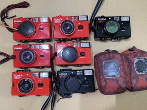 【7個】コニカ KONICA EFJ/C35 EF3/ RED Black コンパクトフィルムカメラ まとめて ジャンク セット まとめ (599)