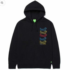 M ハフ　HUF パーカー　フーディー　ブラック　ジップ　ハーフジップ　ロゴ　 スウェット ジップパーカー ブラック　黒