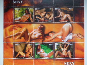 インド(ハリヤーナ)切手『ヌード』6枚シート