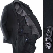新品 スーツカンパニー 春夏 シャドーストライプ 2パンツ スーツ A4(S) 黒 【J57455】 165-6D THE SUIT COMPANY セットアップ メンズ_画像1
