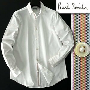 訳有 2.6万 ポールスミス 春夏 オックスフォード シャツ M 白 【I55087】 Paul Smith メンズ コットン 長袖 アーティストストライプ