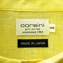 新品 1.5万 コルシーニ 日本製 盛夏 リネン シャンブレー カッタウェイ シャツ L 黄 【I51529】 CORSINI gim 麻100% サマー メンズ_画像9