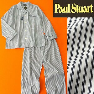 新品 1.4万 ポールスチュアート ブロード セットアップ パジャマ L 白黒 【J45007】 Paul Stuart 日本製 春夏 シャツ イージーパンツ