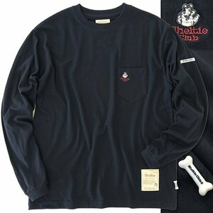  new goods shell tea Club 24SS embroidery pocket long sleeve T shirt LL navy blue [SH1441110_79] spring summer Sheltie Club crew neck long T cut and sewn 