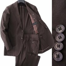 新品 ドールオム 阪急メンズ 春夏 トロピカル 2WAY スーツ A7(XL) 茶 【J46304】 D'or Homme メンズ セットアップ ノーカラー_画像1