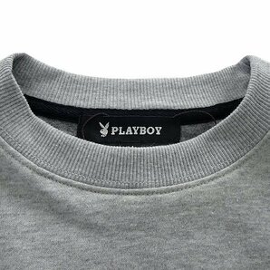 新品 プレイボーイ 裏毛 刺繍 スウェット M 灰【33054_97】 PLAYBOY メンズ クルーネック トレーナー スエット プルオーバーの画像3