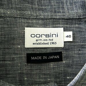 新品 1.5万 コルシーニ 日本製 盛夏 リネン シャンブレー シャツ L 紺 【I49126】 CORSINI gim 麻100% ボタンダウン サマー メンズの画像9