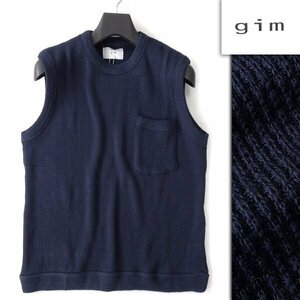  new goods gim Jim with pocket crew neck knitted the best L navy blue [I40934] men's sweater ound-necked middle gauge casual 