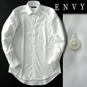 新品 山喜 エンビオム ストレッチ ファインクロス ドレス シャツ L 白 【HJD559_1】 ENVY HOMME メンズ 長袖 吸水速乾 イージーケアの画像1