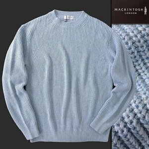  new goods 3.6 ten thousand Macintosh London Italy cotton flax ribbed crew neck knitted L light blue [I27728] spring summer linen laundry possible sweater 