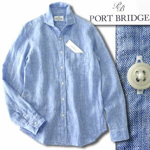 新品 ポートブリッジ 盛夏 カッタウェイ リネン シャンブレー シャツ L 青 【BPE144_510】 PORT BRIDGE 春夏 メンズ サマー リゾート