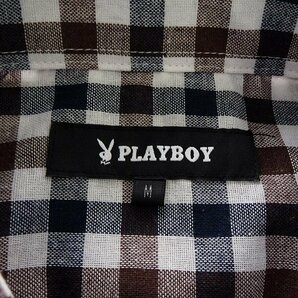 新品 プレイボーイ 24年春夏 クレイジーパターン シャツ M 茶 【1025_19】 PLAYBOY メンズ 長袖 ボタンダウン コットン レーヨン バニーの画像10