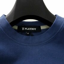 新品 プレイボーイ 24年春夏 プリント カットソー M 青【41029_78】 PLAYBOY ロンT バニー ロゴ 長袖 コットン Tシャツ メンズ_画像3