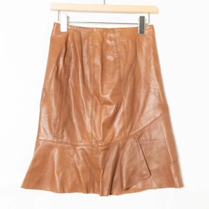 49AV.junko shimada four tina in avenue Junko Shimada lambskin leather skirt 36 sheep leather original leather sheepskin Brown tea color 