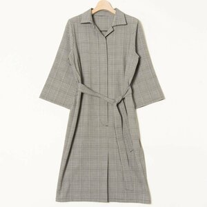 Otto collection オットー コレクション チェック柄 シャツワンピース 総柄 薄手 Mサイズ ポリエステル グレー 綺麗め カジュアル