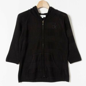 メール便○ CALVIN KLEIN GOLF カルバンクライン ゴルフ 七分袖 ニットパーカー ジップアップパーカー L レディース アクリル 春夏 羽織り