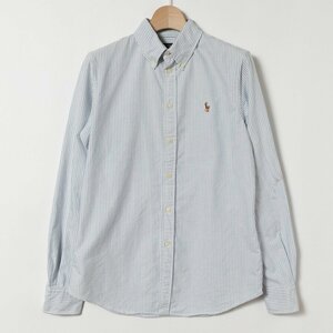 POLO RALPH LAUREN ポロ ラルフローレン オックスフォード 長袖シャツ ボタンダウン ストライプ ライトブルー S メンズ 男性 コットン 綿