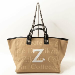 【1円スタート】Collecte De Zikzin 2WAY ハンドバッグ ビッグ トートバッグ キャンバス ベージュ レディース 婦人 女性 カジュアル