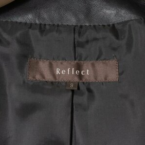 Reflect ノーカラレザージャケット リフレクト ジップアップ ブラック カジュアル 綺麗め 羽織り 上着 アウター 羊革 裏地あり 9 ワールドの画像5